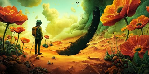 Wall Mural - A Vibrant Summer Composition with Sand and Nature Elements 