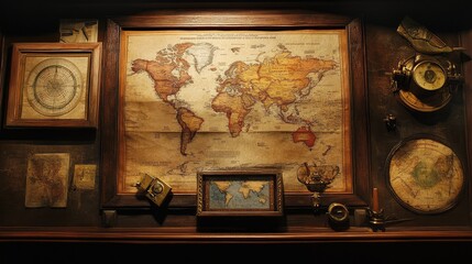 Poster - A business workspace with financial charts, a digital tablet, and a map, representing strategies for business expansion.