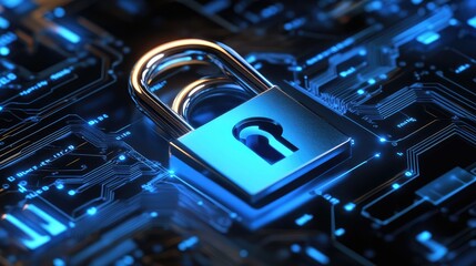 Poster - A close-up of a digital lock on a business contract, symbolizing risk management and protection in the business world.