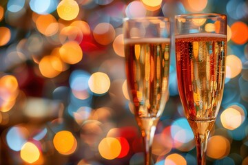 Poster - Festive champagne celebration with vibrant lights and decorations for lively gatherings and events