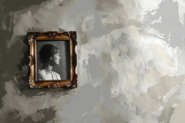 Poster - Sophisticated portrait display on an artistic gallery wall creating an elegant atmosphere for professional showcases