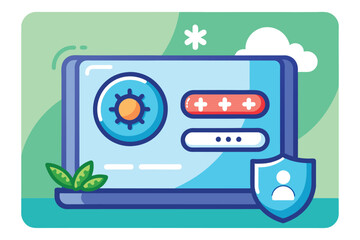 Aufkleber - A flat design illustrating how to reset a password on a laptop with secure options and settings, Reset password Customizable Flat Illustration