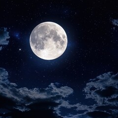 Wall Mural - fantasy-inspired celestial night, large luminous full moon and crescent moon casting soft light, ele