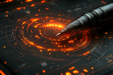 Poster - Futuristic digital interface with pen