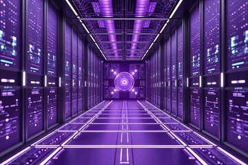 Poster - Futuristic Purple Data Grid Environment with Innovative Technology and Intricate Geometric Pattern