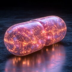 Poster - A Glowing Capsule Illustrates Advanced Medical Science and Technology