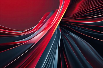 Poster - Contemporary Abstract Lines Design with Red Gradient Background and Tech Aesthetic