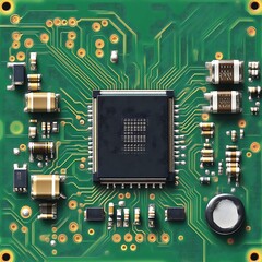 Poster - a close up of an electronic circuit board with components