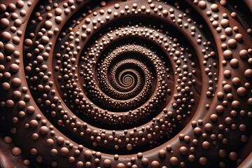 Poster - Rustic Brown Spiral Background Featuring Interlaced Dots and Lines Highlighting Molecular Interactions in Abstract Biology and Sustainability Concepts