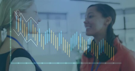 Poster - Two women talking with data visualization animation overlaying their conversation