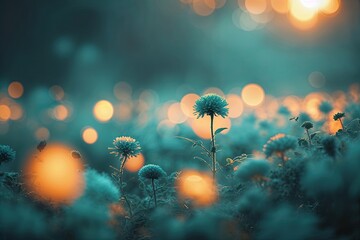 Wall Mural - Soft Teal Haze Glowing Blurred Elegance Summer Autumn Background Wallpaper