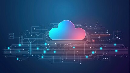 Poster - Cloud Computing Network Digital Technology Abstract Illustration