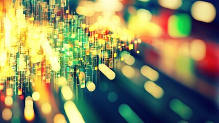 Poster - Abstract Digital Cityscape: A Symphony of Light and Data