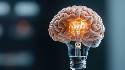 Poster - A brain is lit up like a light bulb