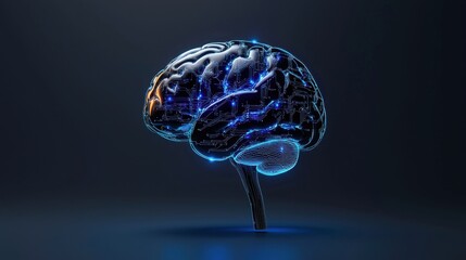 Poster - A brain with a blue light shining on it