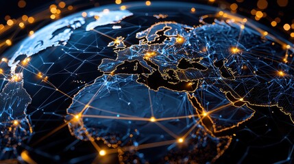 Aufkleber - A globe with a network of lines connecting it
