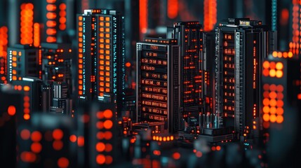Poster - Cyberpunk Cityscape: A Digital Metropolis at Night