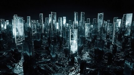 Poster - Crystalline Metropolis: A Futuristic Digital Cityscape