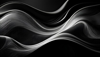 Fototapete - Abstract black and white swirling waves. 