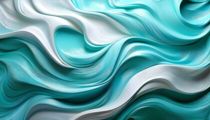 Leinwandbilder - abstract background light teal and white swirling waves.