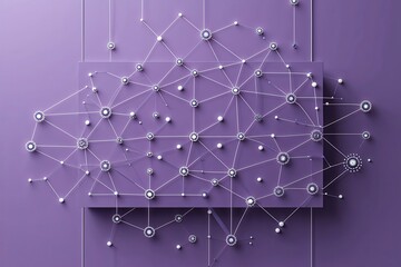 Poster - Lavender Rectangular Background with Networking Dots and Lines for Technology and Interdisciplinary Collaboration