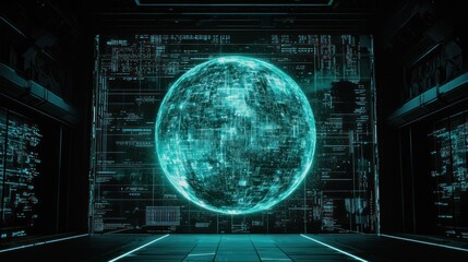 Poster - Futuristic Data Sphere: A Digital World Visualization