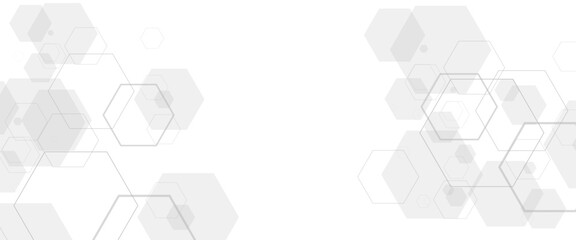 Leinwandbilder - Abstract white, and grey geometric hexagon background. Technology background design and communication connection.