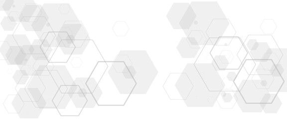 Fototapete - Abstract white, and grey geometric hexagon background. Technology background design and communication connection.