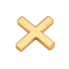 Wall Mural - glossy gold 3d cross symbol on white isolated on transparent background