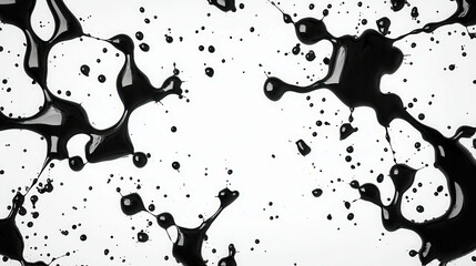 Poster - Abstract Black Ink Splash on White Background for Artistic and Creative Backgrounds