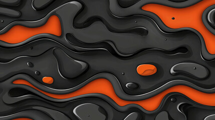 Poster - Abstract design featuring flowing black and orange shapes and textures for creative backgrounds