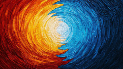 Poster - Vibrant Swirls of Red and Blue Representing Harmony Between Fire and Water Elements
