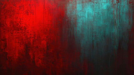 Poster - Abstract Paint Texture in Red and Blue with Dripping Elements and Artistic Brush Strokes