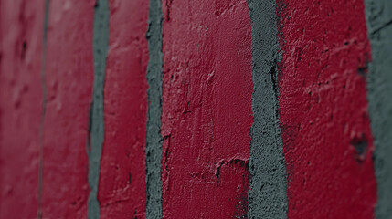 Poster - Close-Up View of an Abstract Textured Wall with Red and Grey Paint Stripes