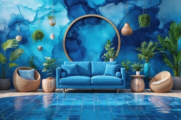 Poster - Dynamic Blue Background Design for Modern Graphics and Textures