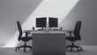 © sadad - Modern office workspace with two computers, minimalist design, bright light