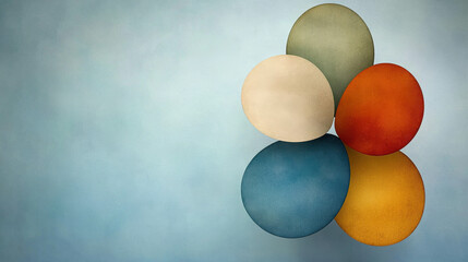 Aufkleber - Colorful Abstract Eggs on Soft Blue Background for Creative Designs and Artistic Projects