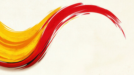 Poster - Vibrant Abstract Brush Stroke Design in Bold Red and Yellow Tones on Soft Background