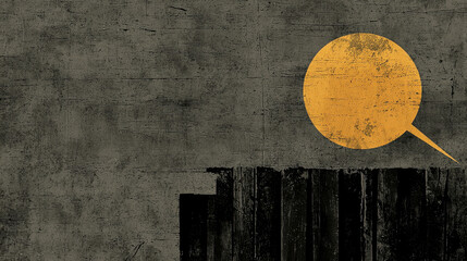 Poster - Abstract Background with Grunge Texture and Large Yellow Circle on a Dark Surface