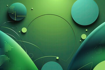 Poster - Green Gradient Abstract Background with Dotted Circle Shapes for Business Presentations and Templates
