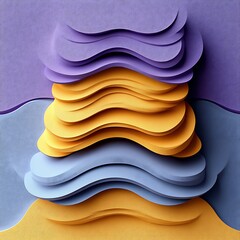 Poster - Abstract composition showing layered wavy shapes in various colors
