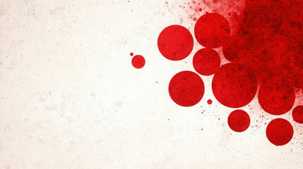 Fototapete - Abstract Red Circles on White Background with Grunge Texture and Artistic Details