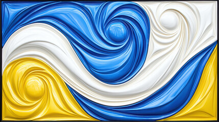 Poster - Colorful Abstract Swirls of Blue and Yellow in Modern Artistic Design for Interior Decor