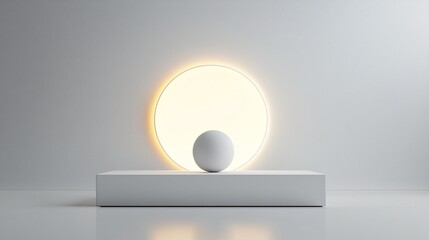 Poster - ultra-minimalist 3d podium, seamless matte finish, soft gradient background, gentle ambient glow, pe