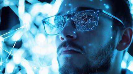 Poster - Researcher Analyzing Quantum Computing Concepts with Data Visualization