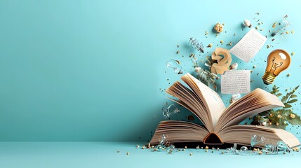 Poster - Infographic Highlighting How Reading Helps Improve Problem Solving Skills with a Book Lightbulb and Question Mark Icon on an Isolated Background