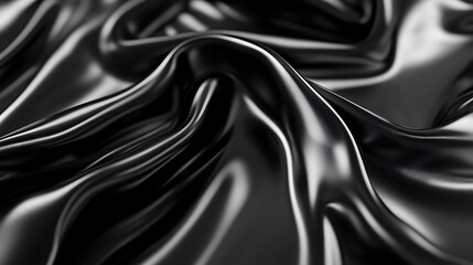 Poster - Abstract Black Glossy Wavy Background in 3D Rendered Style