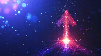 Poster - Glowing Arrow Pointing Upward in Sparkling Background Effects