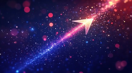 Poster - Arrow Pointing Upwards in Sparkling Cosmic Background
