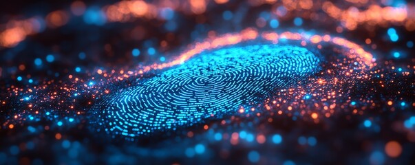 Poster - Businessman scanning fingerprints for cloudbased access